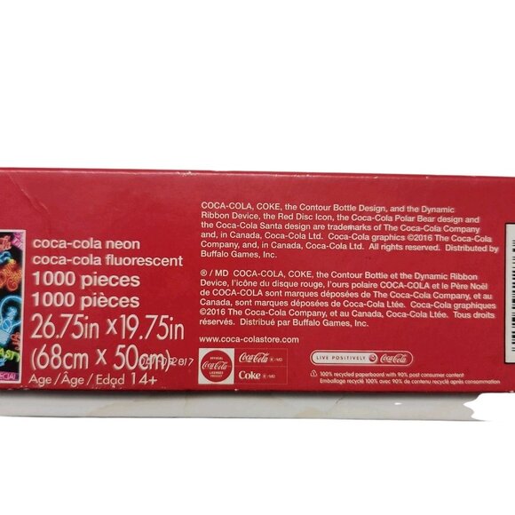 Lot of 2 Buffalo Games 1000 piece Coca Cola Jigsaw Puzzles Coca Cola Bears Neon - Picture 3 of 7